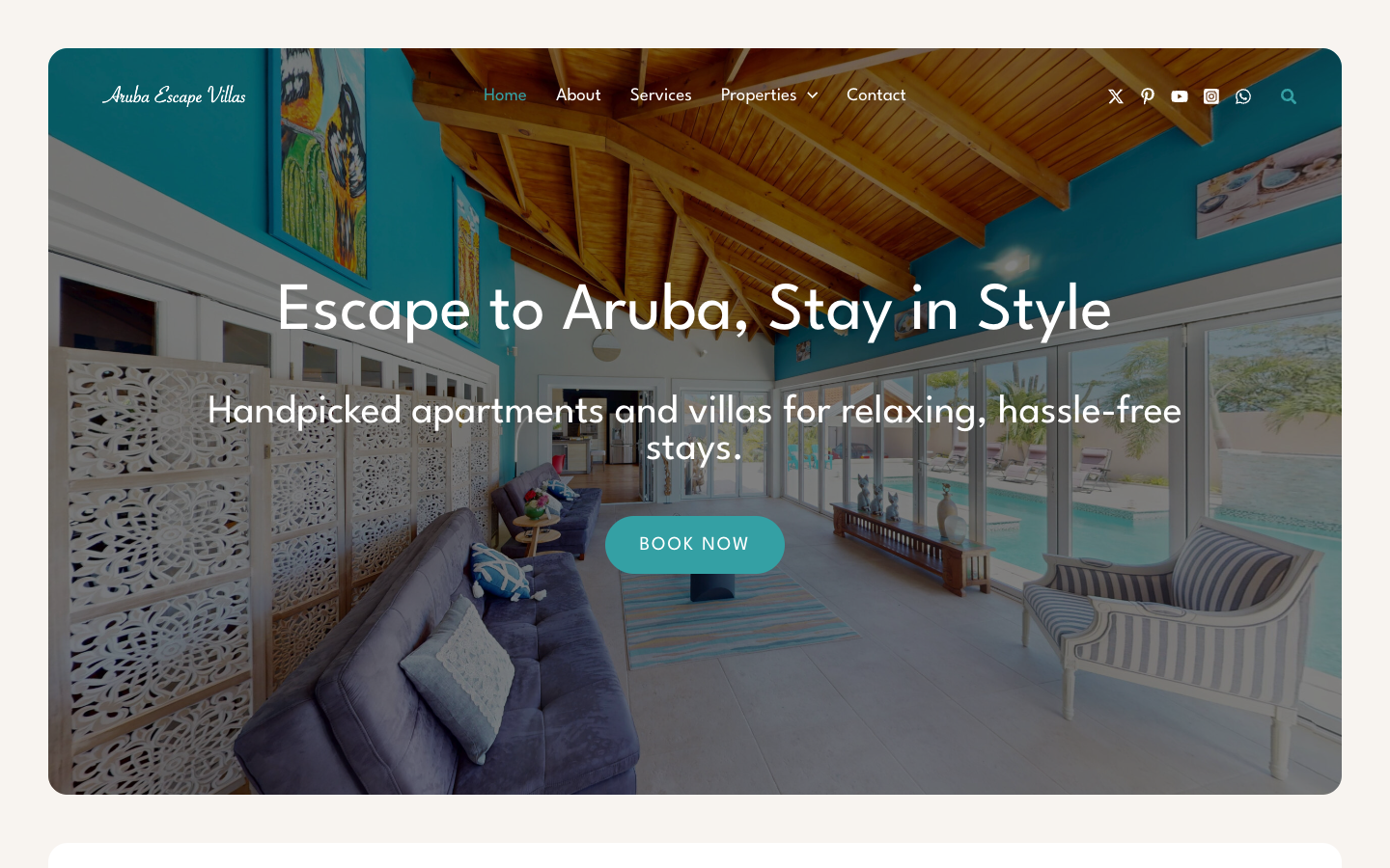 Aruba Escape Villas holiday rentals website preview
